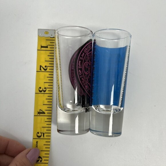Set of 2 Souvenir 4" Tall Shot Glasses from  Riviera Maya Mexico New - Picture 6 of 7